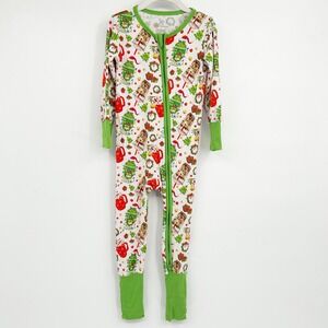 Little Snuggles‎ Kids Christmas Grinch Bamboo Zipper Holiday Pajamas Size 3